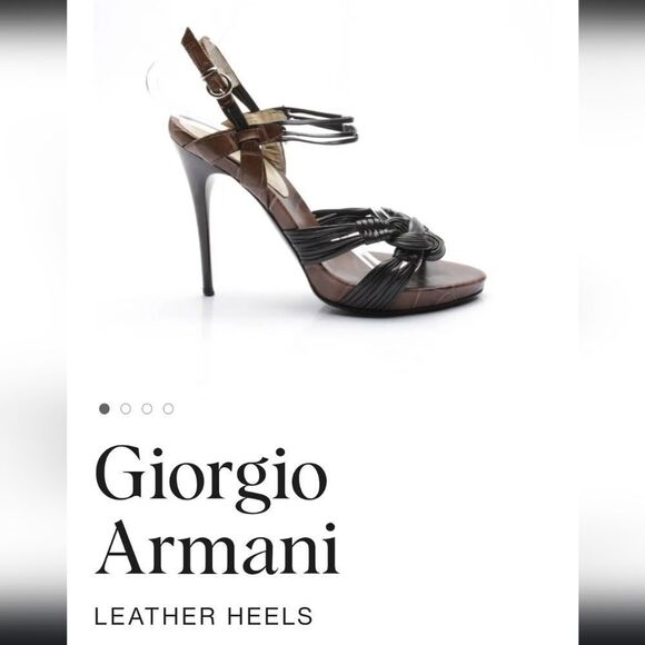 Giorgio Armani Strappy Woven Leather Heels - Picture 1 of 12